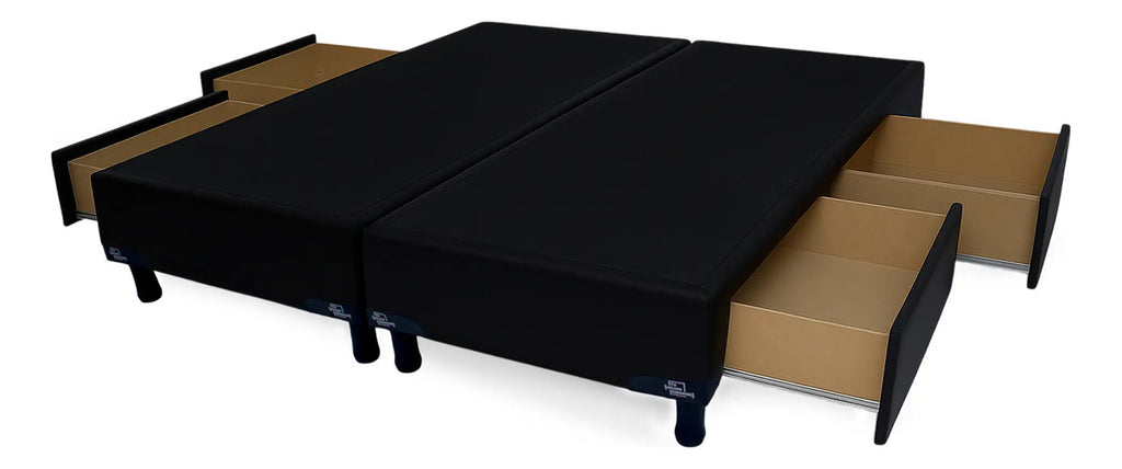 Cama Base Sommier 2 Plazas con 4 Cajones en Eco Cuero