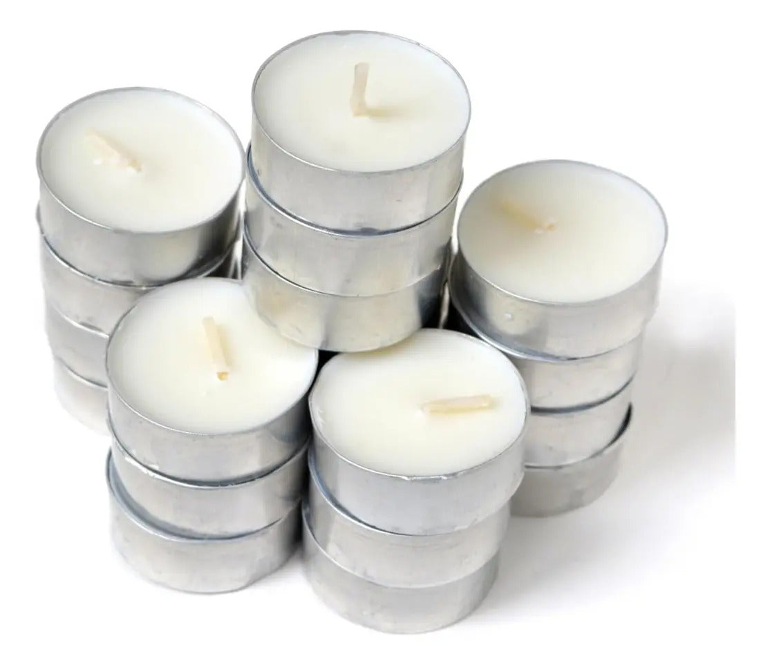 Pack x100 Velas de Noche con 100 Chapitas Portavelas