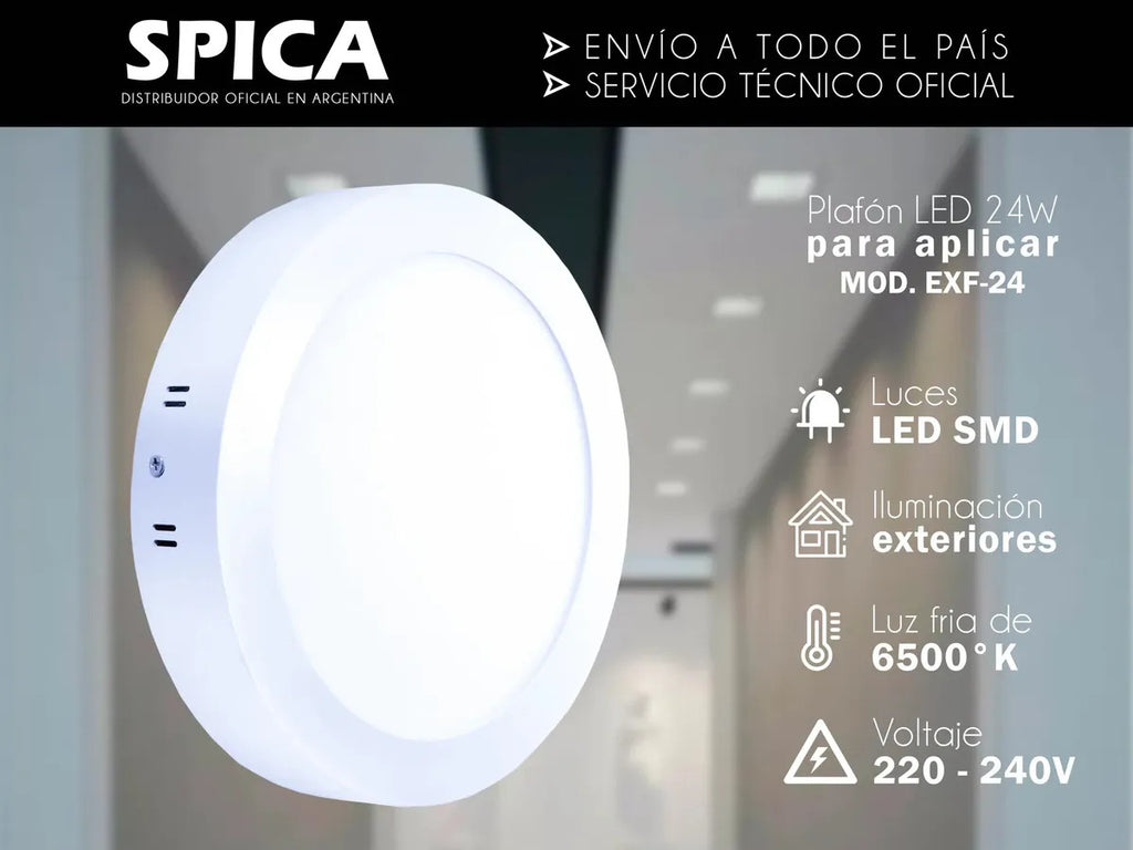 Panel Plafón LED 24W Redondo para Aplicar Exterior — Luz Fría