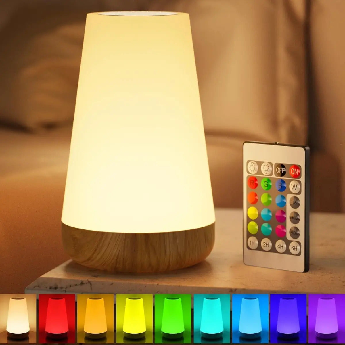 Velador Nórdico LED Táctil Recargable con Control Remoto