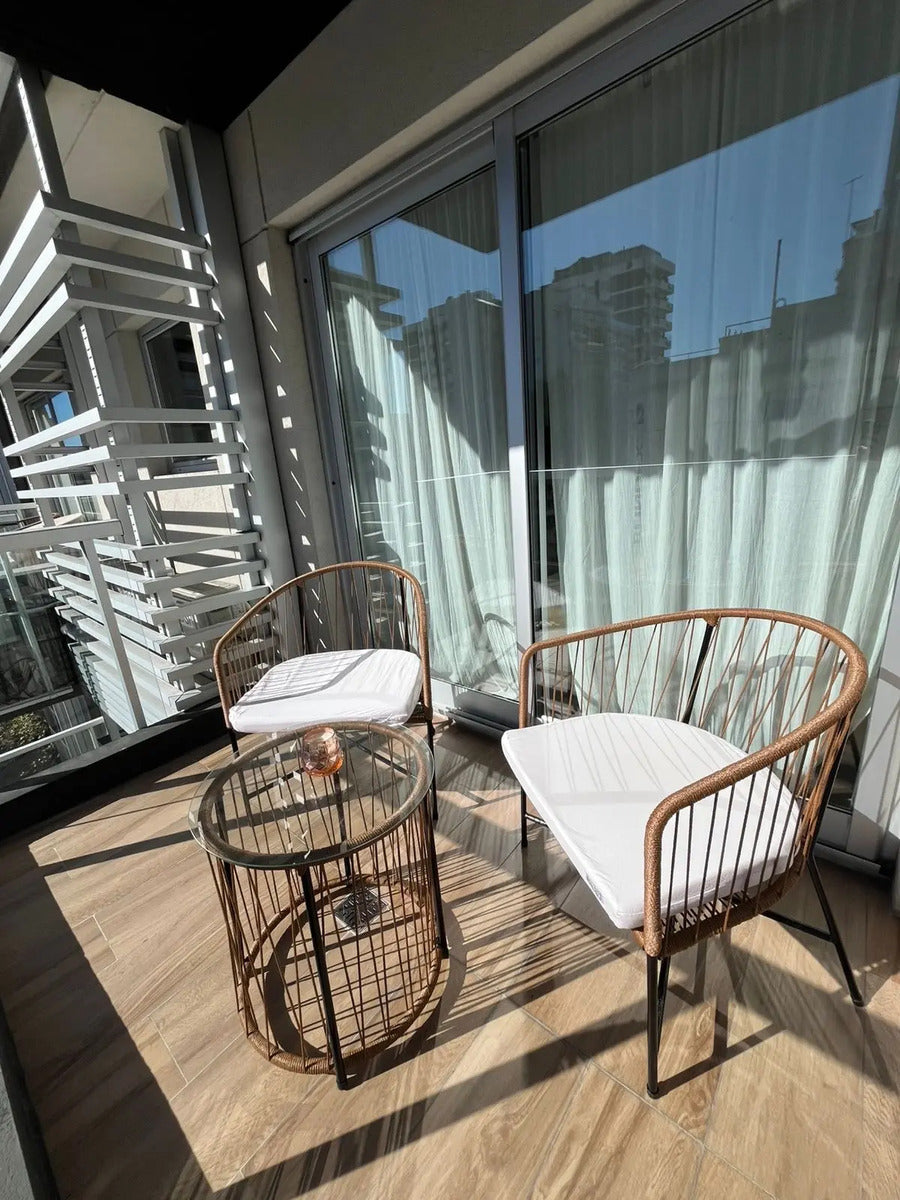 Combo 2 Sillones Gervasoni + Mesa Redonda con Vidrio Beige