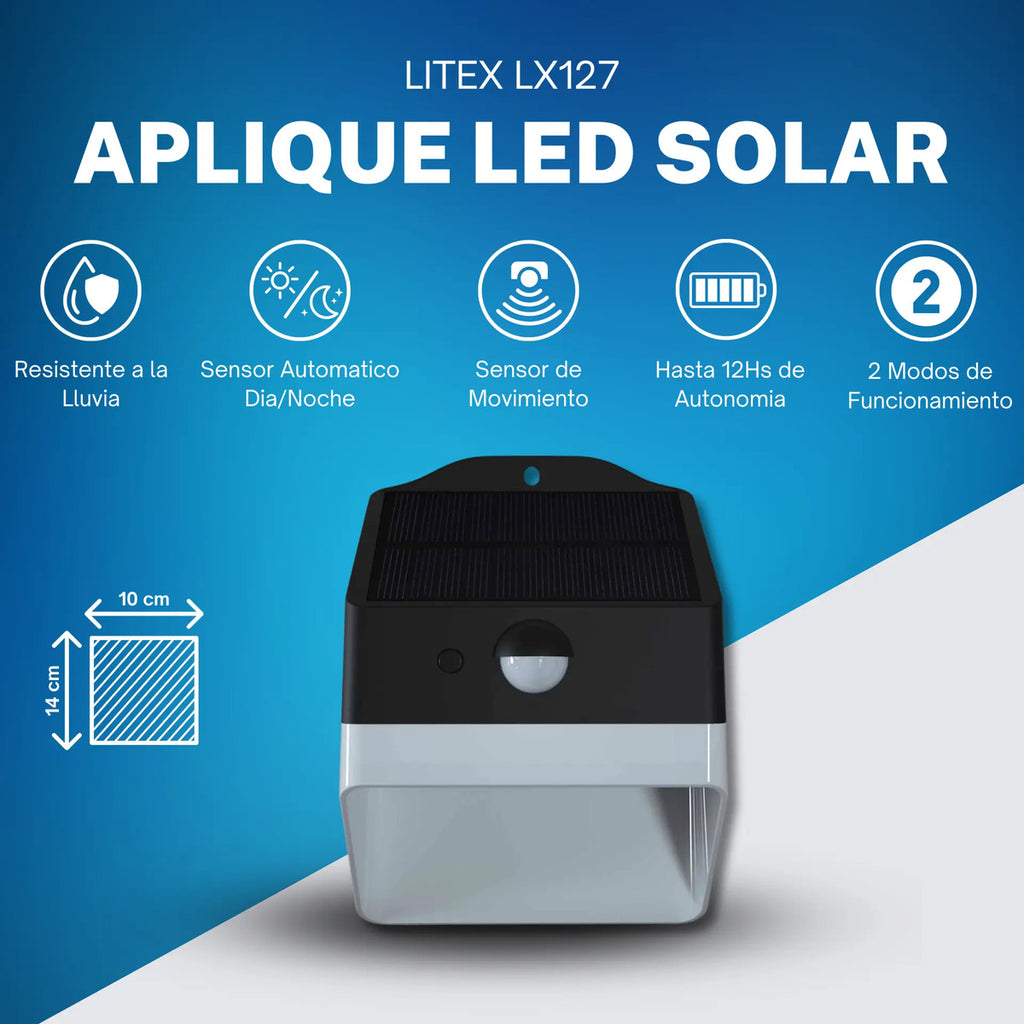 Aplique Solar LED Exterior con Sensor de Movimiento Luz Cálida