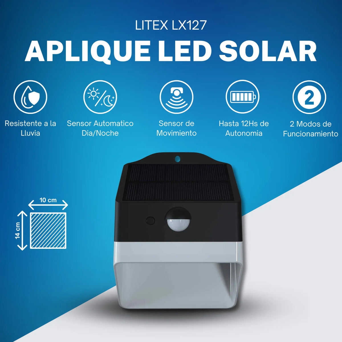 Aplique Solar LED Exterior con Sensor de Movimiento Luz Cálida