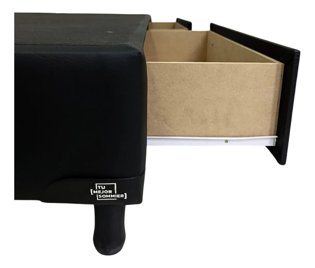 Cama Base Sommier 2 Plazas con 4 Cajones en Eco Cuero
