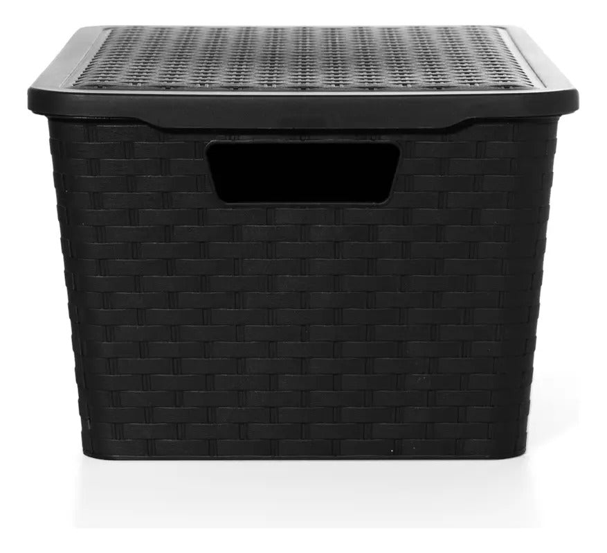 Cajas Organizadoras Símil Rattán Medianas 14 L — Pack x3