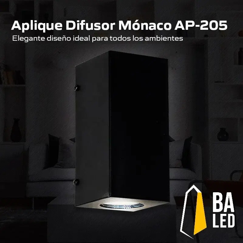 Aplique de Pared Bidireccional Mónaco GU10 Negro IP33