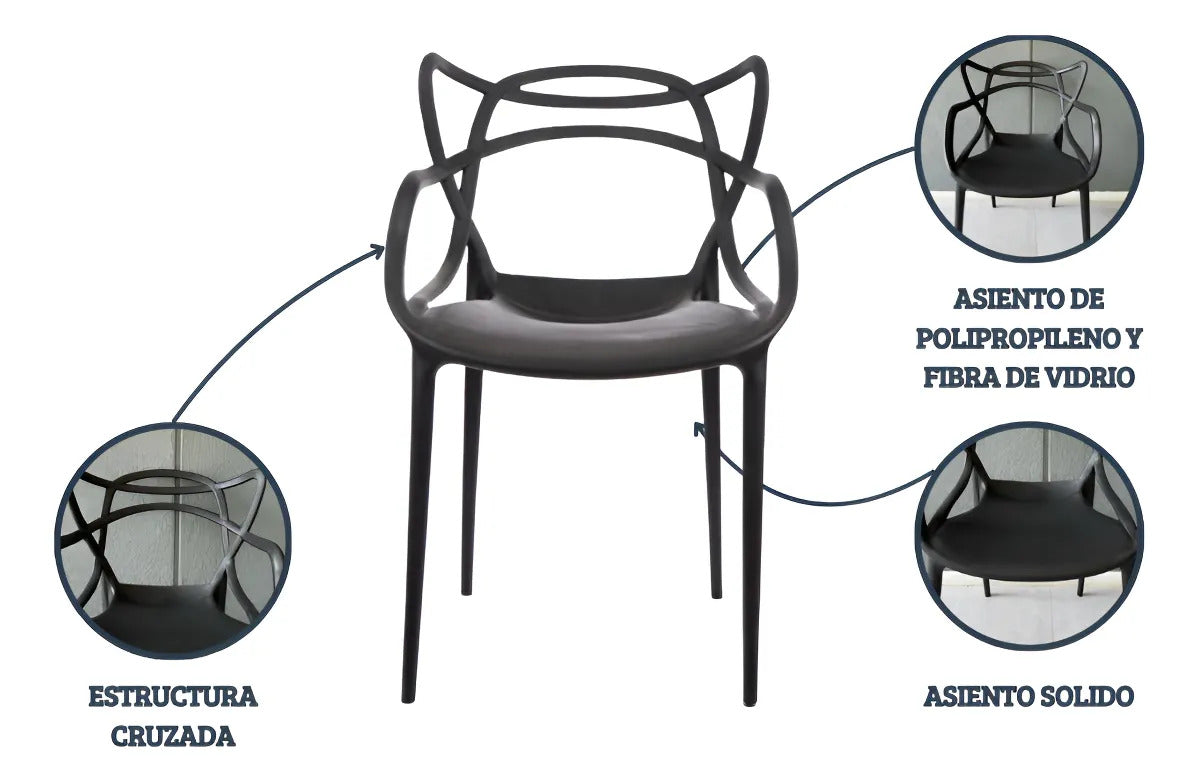 Silla Allegra Apilable de Polipropileno Apta Exterior Negro