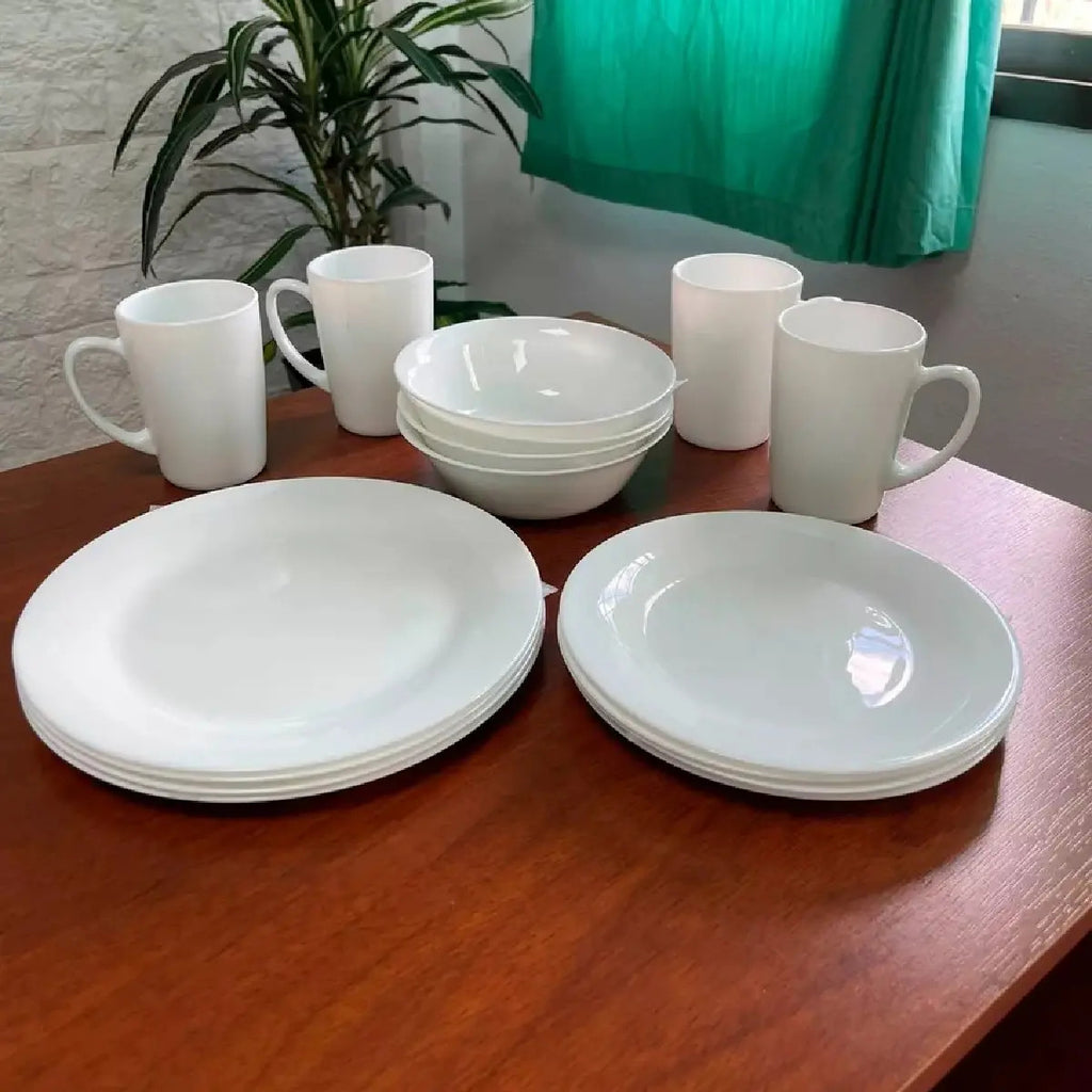 Juego de Vajilla Carol 16 Piezas Vidrio Opal Blanco