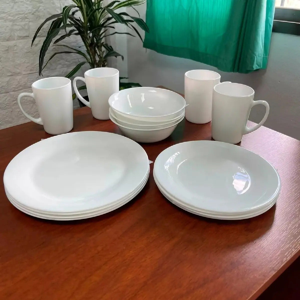 Juego de Vajilla Carol 16 Piezas Vidrio Opal Blanco