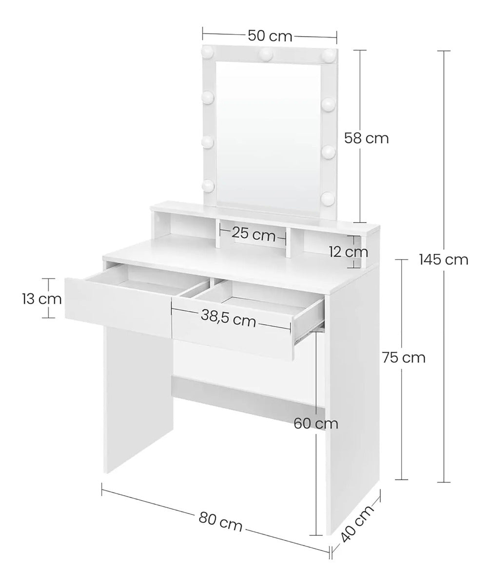 Tocador de Maquillaje Sharon con Espejo de Luces LED