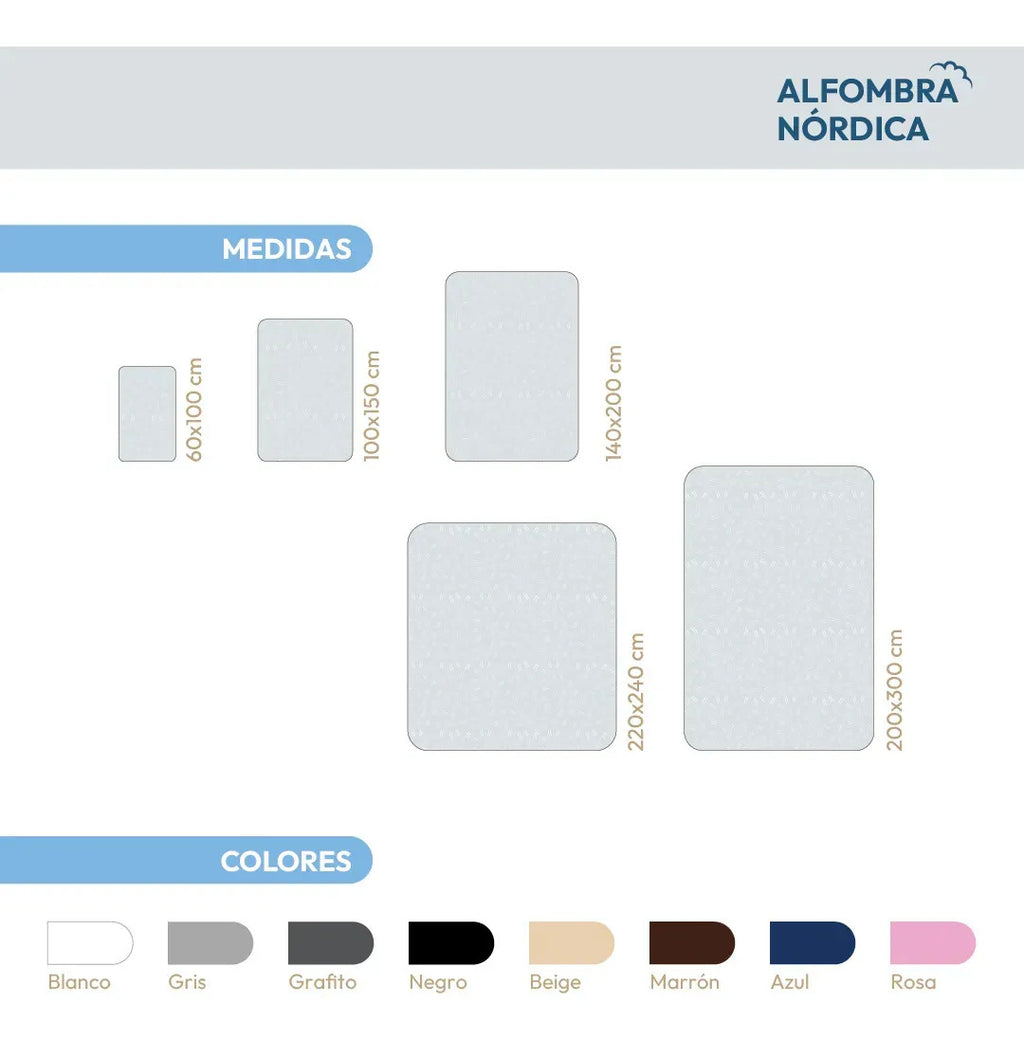 Alfombra Nórdica Pelo Largo 100x60 cm Lavable Gris