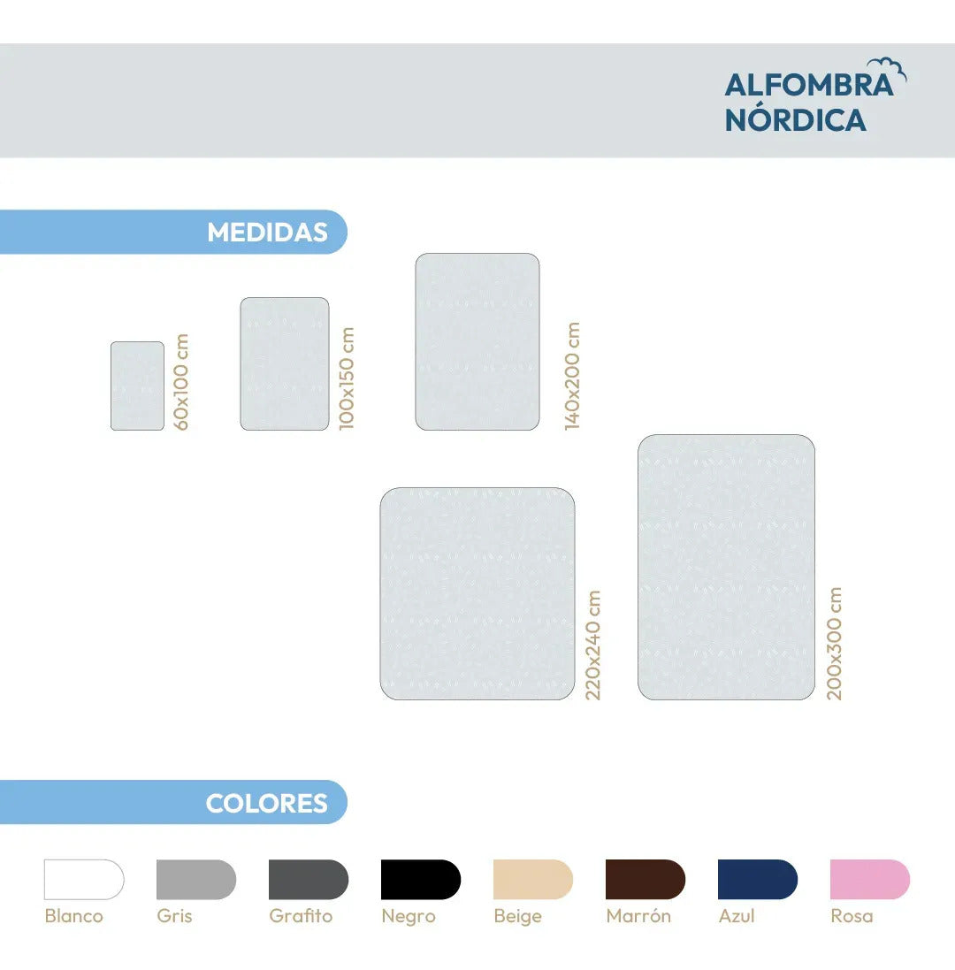 Alfombra Nórdica Pelo Largo 100x60 cm Lavable Gris