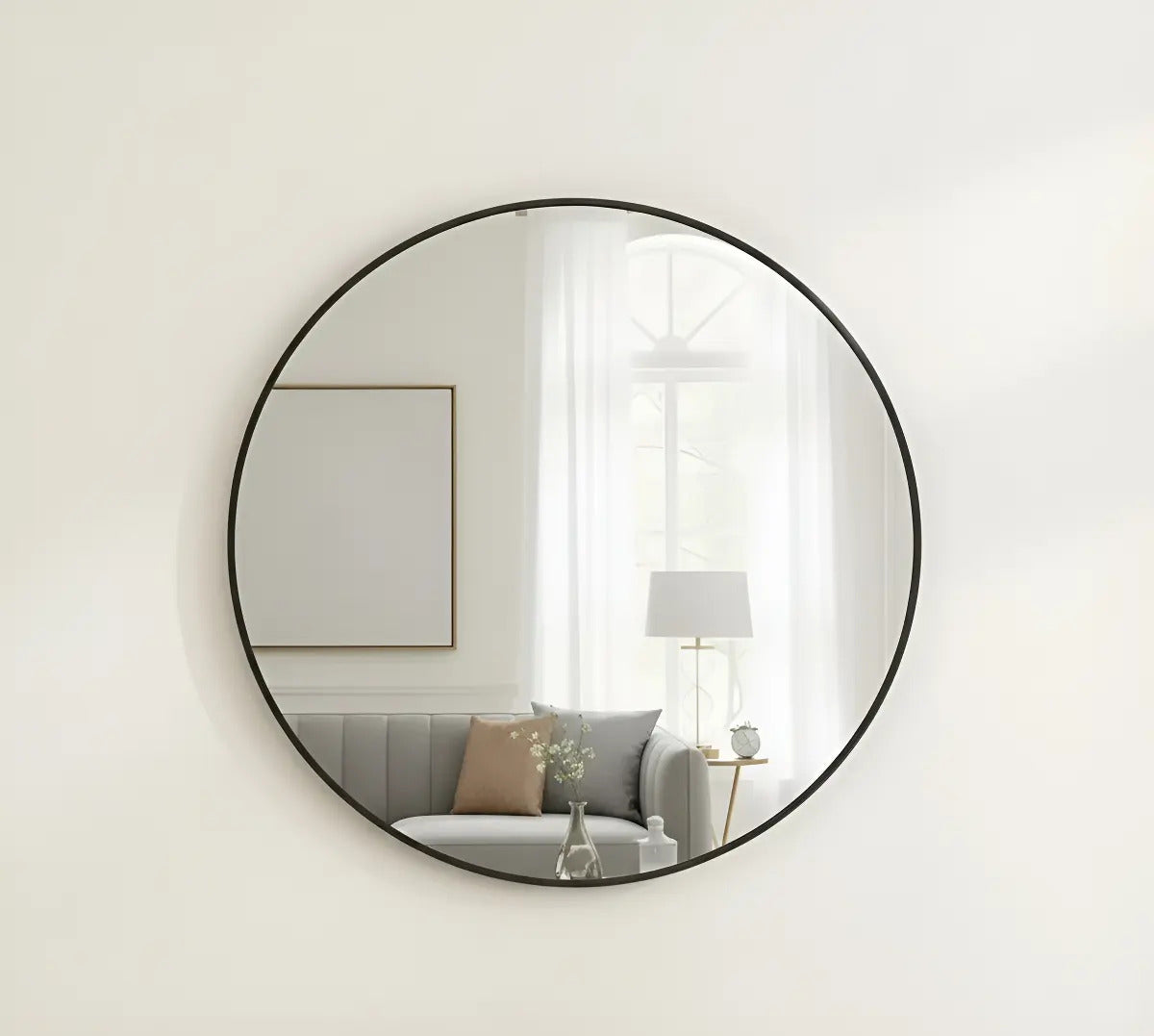 Espejo Circular Deco 60 cm con Marco Negro