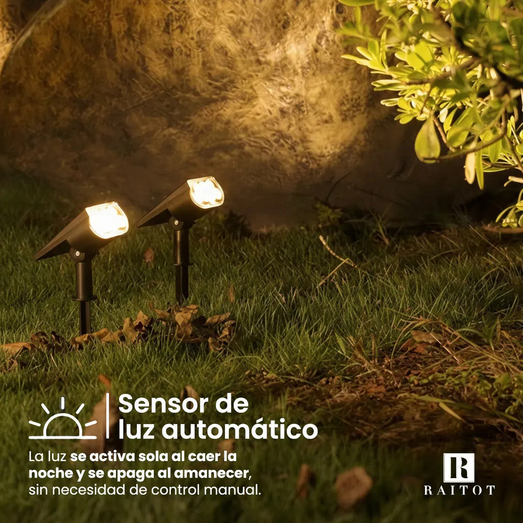 Estaca Solar 7 LED con Sensor para Jardín — Luz Cálida Raitot