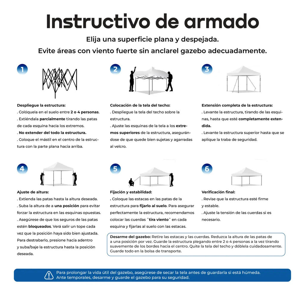 Gazebo Plegable 3x3 m Autoarmable Impermeable Waggs Blanco