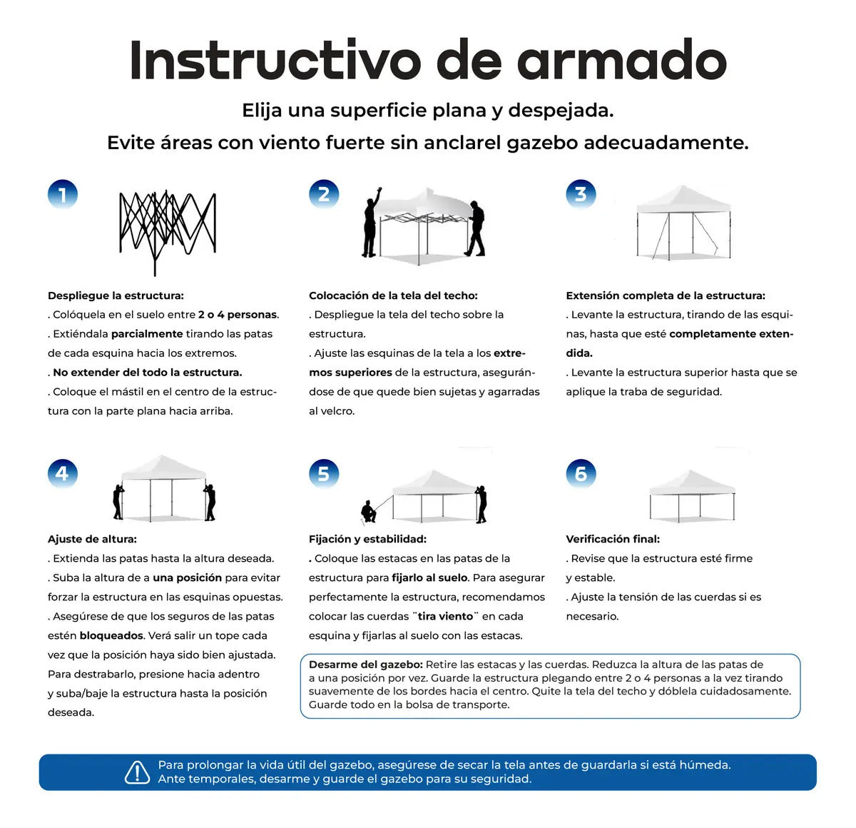 Gazebo Plegable 3x3 m Autoarmable Impermeable Waggs Blanco