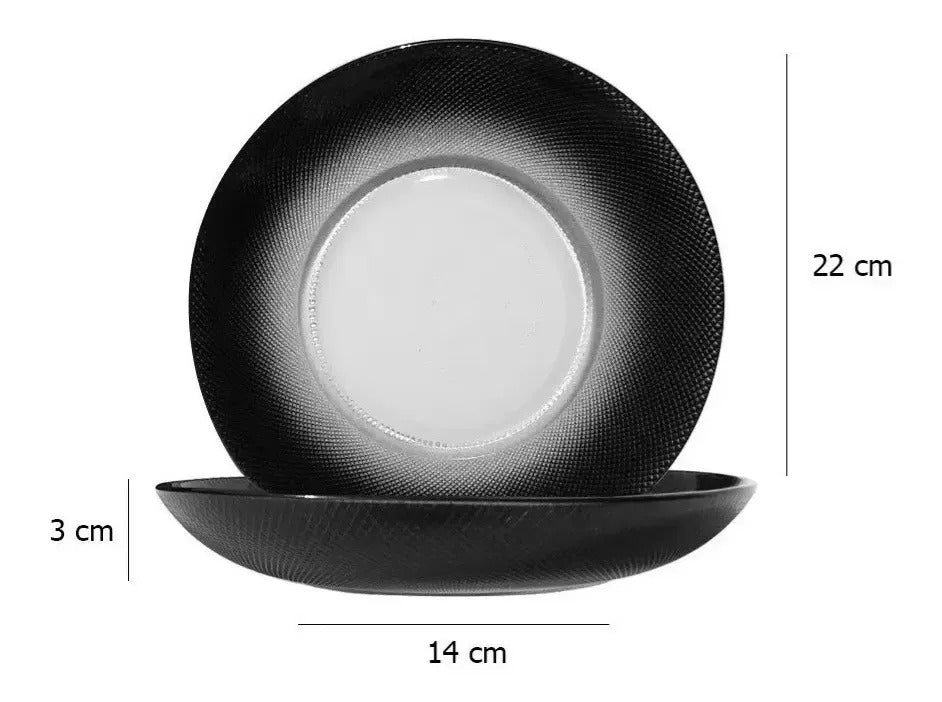 Set x24 Piezas Antillas Rigolleau — Platos y Vasos Negro