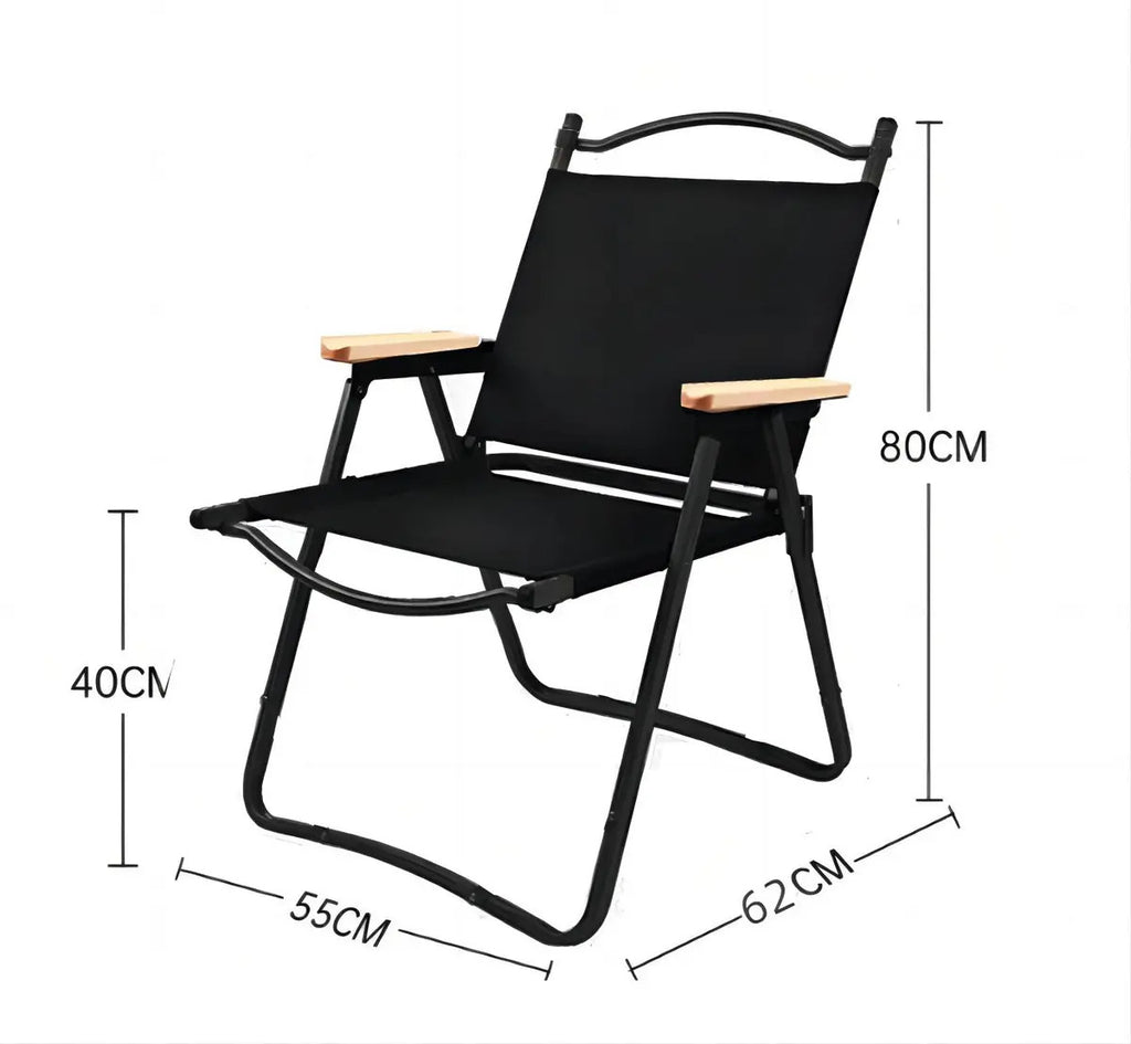 Reposera Playera Plegable con Apoyabrazos de Madera Negro