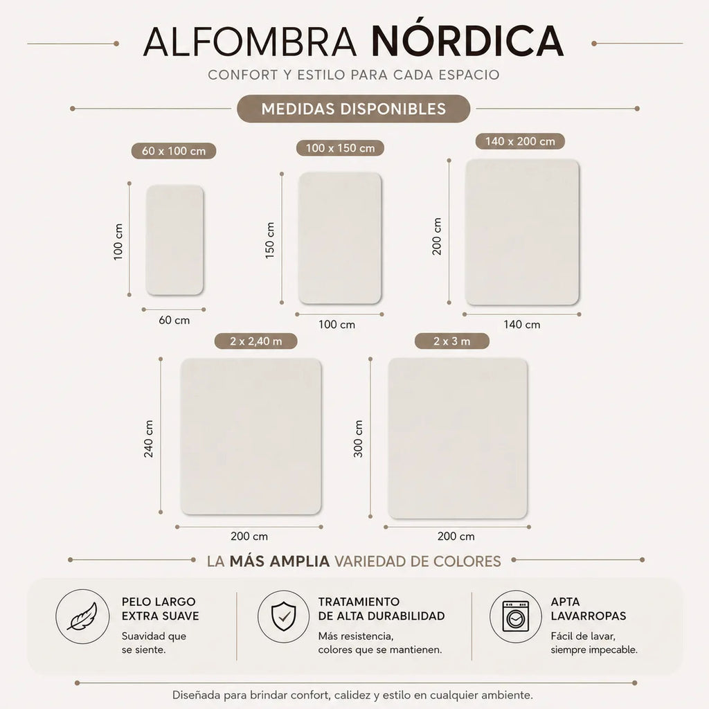 Alfombra Nórdica Peluda 200x140 cm Pelo Largo Living