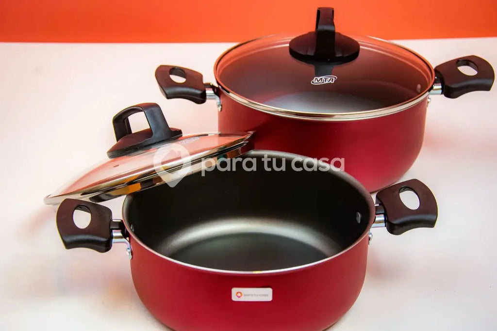 Batería de Cocina Safira MTA 7 Piezas Antiadherente Rojo