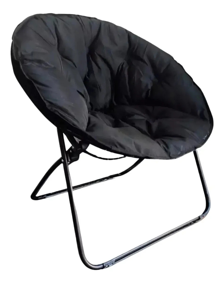 Silla Moon Chair Acolchada Plegable para Balcón Negro Liso