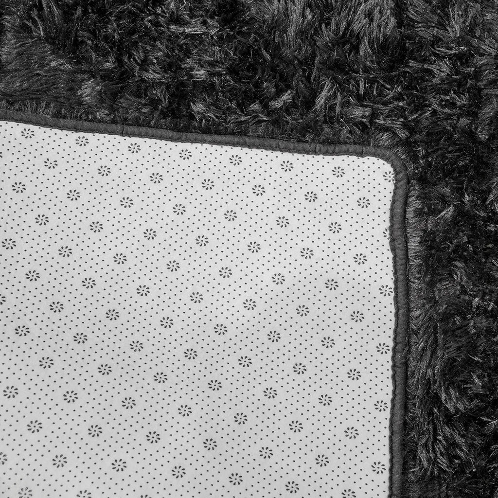 Alfombra Nórdica Pelo Largo 140x200 cm Antideslizante Negro