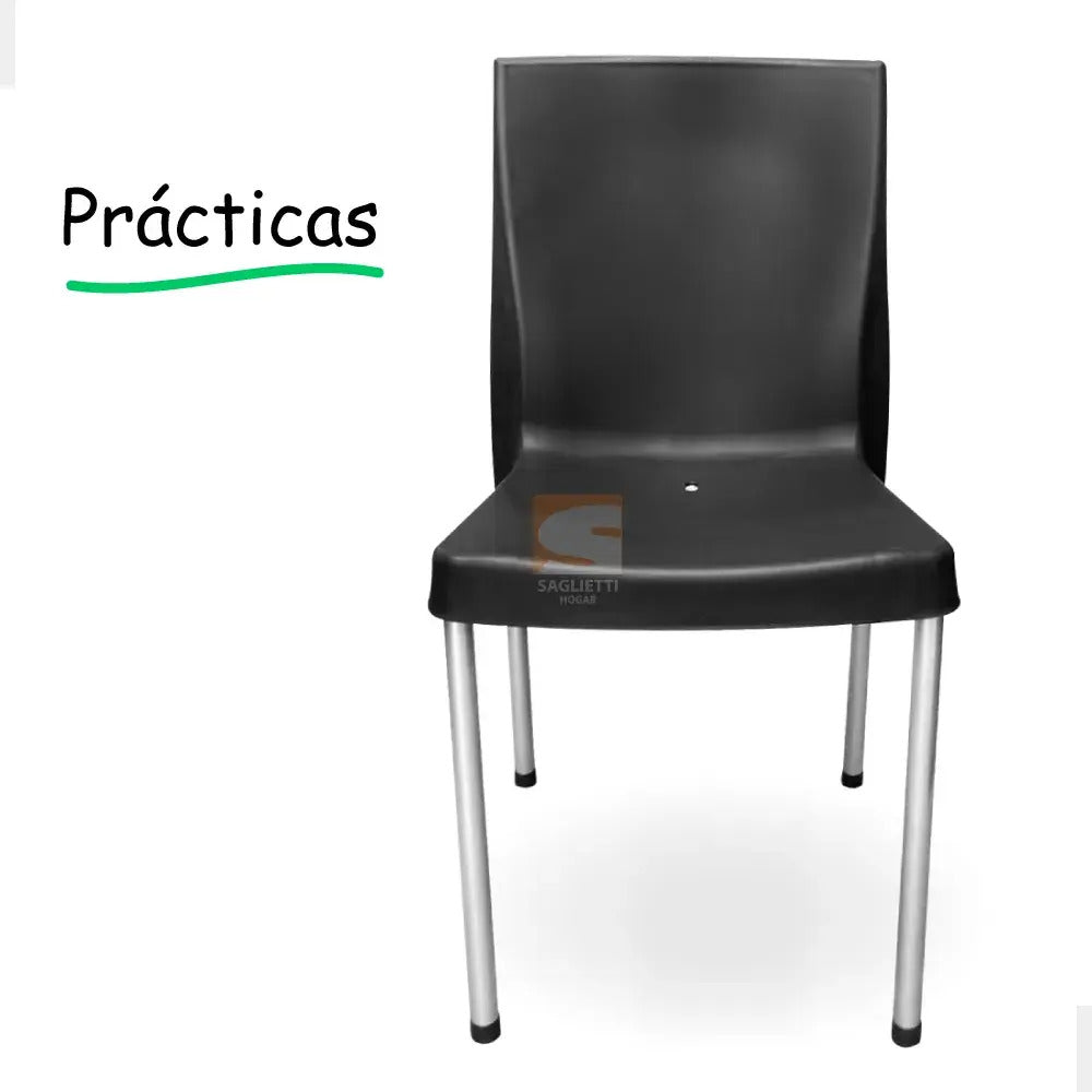 Sillas Saglietti Nova Apilables Patas Metálicas x4 Negro