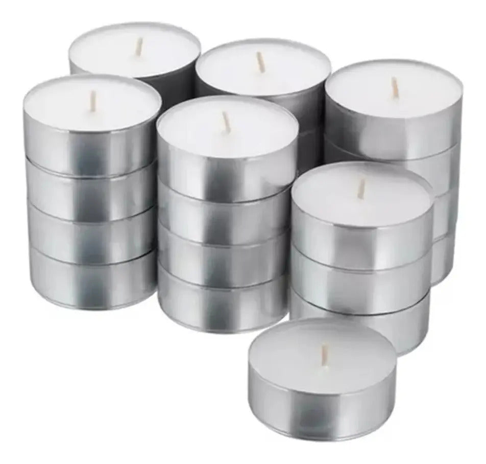 Pack x100 Velas de Noche con 100 Chapitas Portavelas