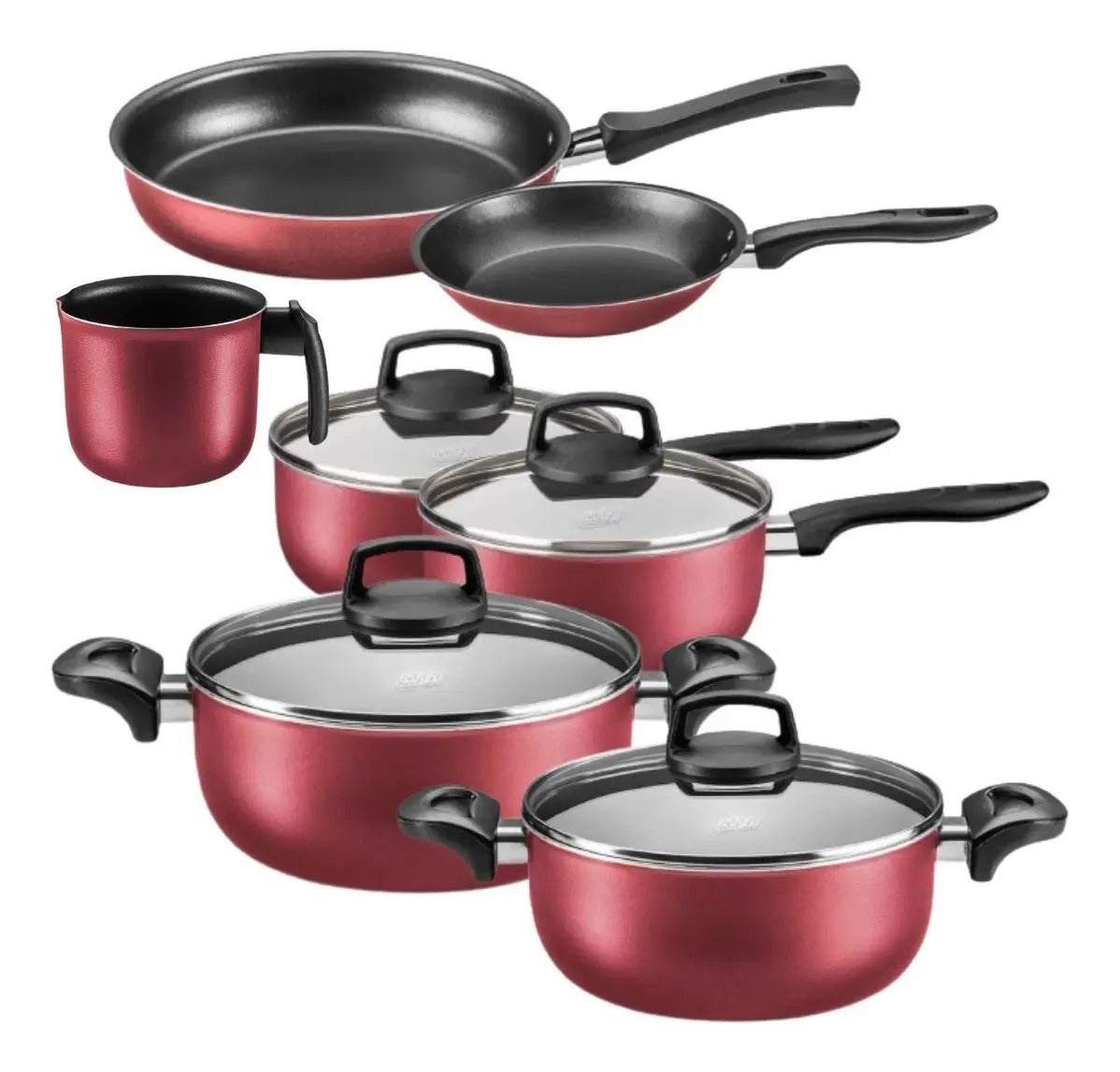 Batería de Cocina Safira MTA 7 Piezas Antiadherente Rojo