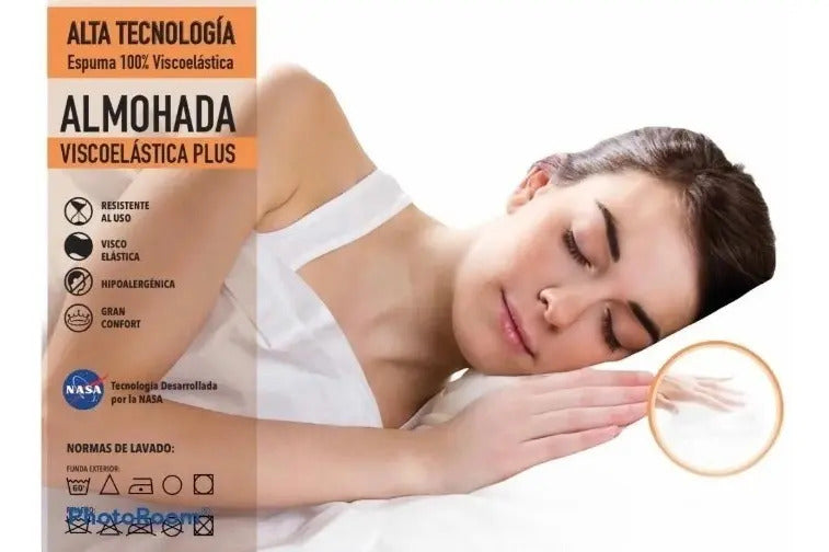 Set x2 Almohadas Viscoelásticas 60x35 cm con Fundas